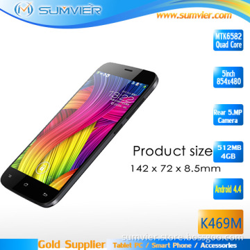 5 Inch Mtk6582 Quad-Core 1g+4G Android 3G Mobile Phone (K469)